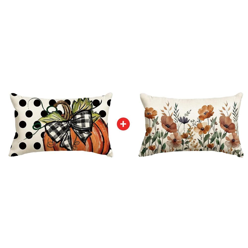 6917 Fall Polka Dot Pumpkin Throw Pillow Covers,12x20 Inch Seasonal